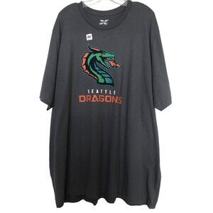 XFL Seattle Dragons T-Shirt Mens Size‎ 4XL XXXXL Gray Short Sleeve Football